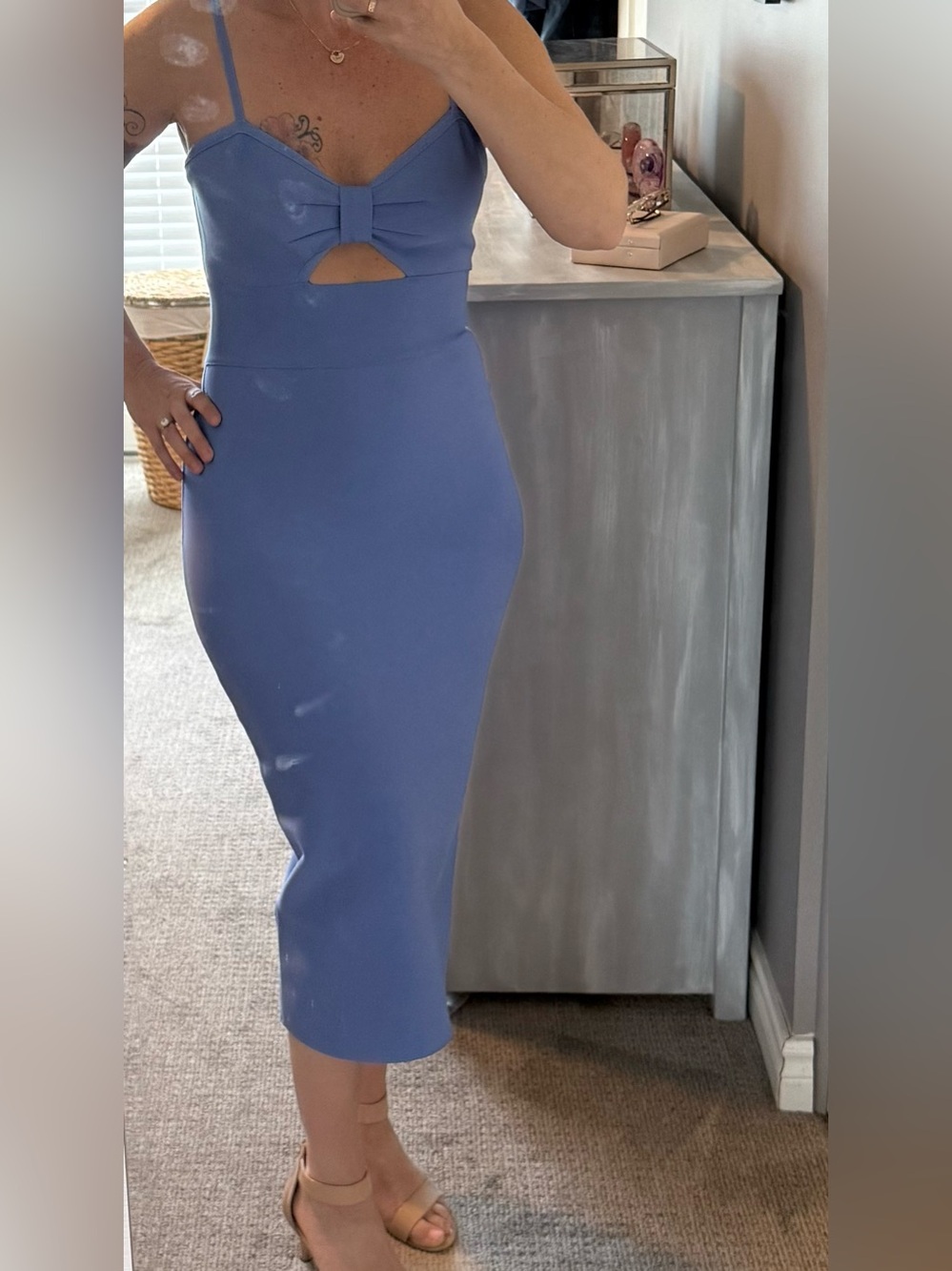 Sleek Blue/Violet Midi Bodycon Dress - Picture 2 of 7